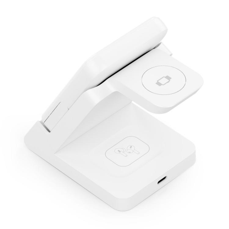 AISENS - Cargador Inalambrico USB-C 4 en 1 De 15W Para Movil, Apple Watch, Auriculares Con Estuche De Carga, - ASCH-15W4WC063-W