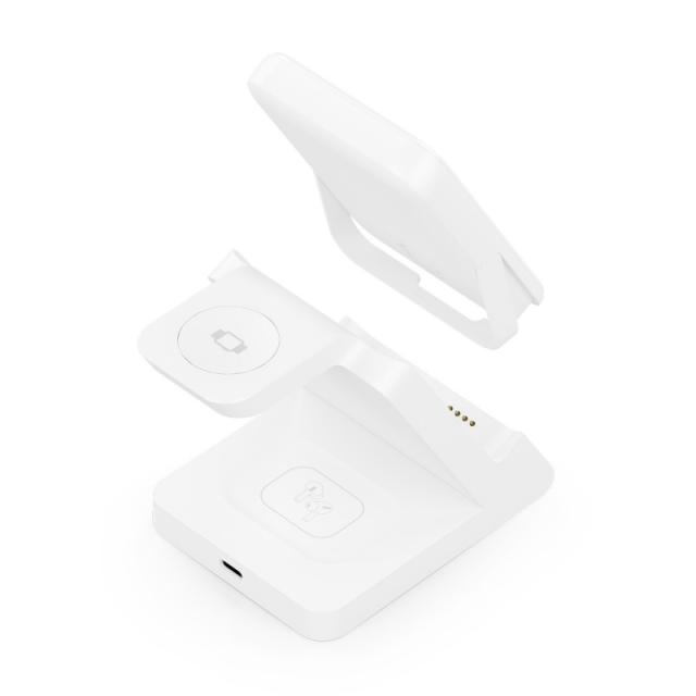 AISENS - Cargador Inalambrico USB-C 4 en 1 De 15W Para Movil, Apple Watch, Auriculares Con Estuche De Carga, - ASCH-15W4WC063-W