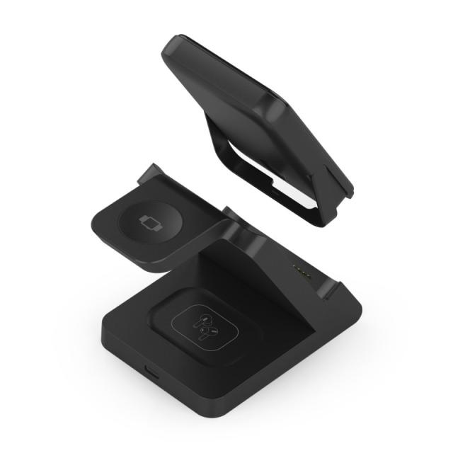 AISENS - Cargador Inalambrico USB-C 4 en 1 De 15W Para Movil, Apple Watch, Auriculares Con Estuche De Carga, - ASCH-15W4WC064-BK