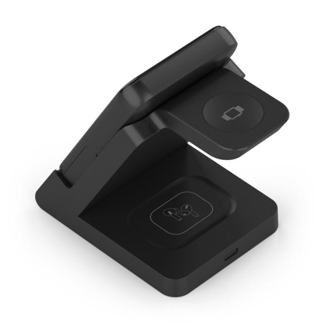 AISENS - Cargador Inalambrico USB-C 4 en 1 De 15W Para Movil, Apple Watch, Auriculares Con Estuche De Carga, - ASCH-15W4WC064-BK