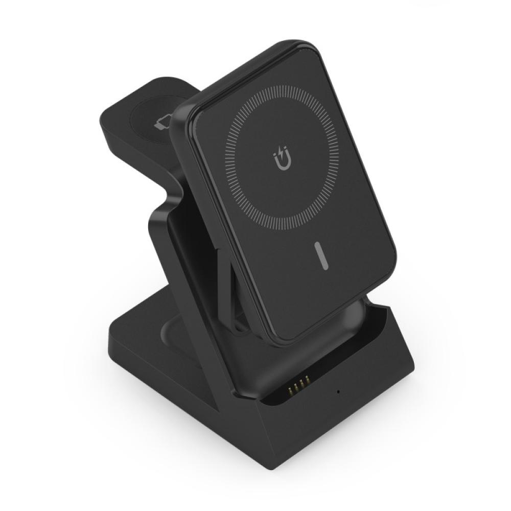 AISENS - Cargador Inalambrico USB-C 4 en 1 De 15W Para Movil, Apple Watch, Auriculares Con Estuche De Carga, - ASCH-15W4WC064-BK