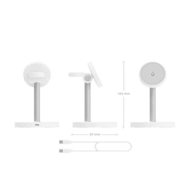 AISENS - Cargador Inalambrico USB-C 3 en 1 De 15W Para Movil, Apple Watch, Auriculares Con Estuche De Carga, Blanco