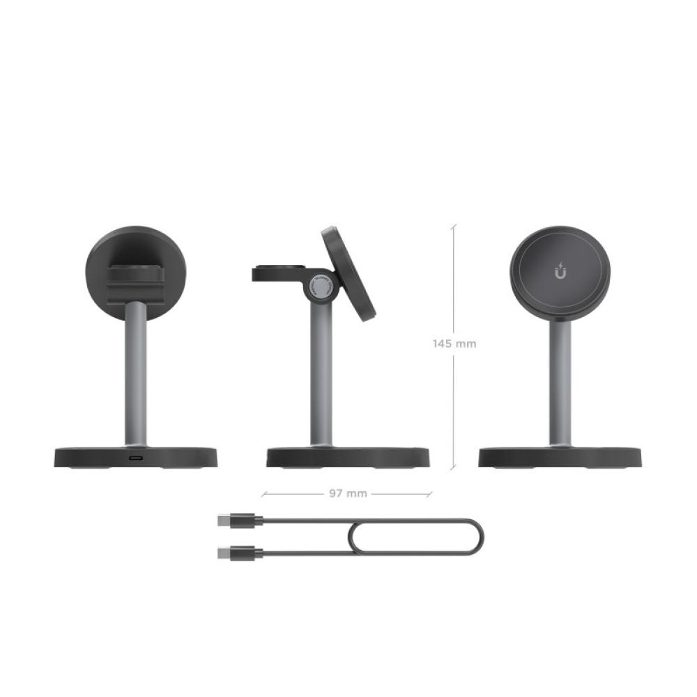 AISENS - Cargador Inalambrico USB-C 4 en 1 De 15W Para Movil, Apple Watch, Auriculares Con Estuche De Carga, - ASCH-15W3WC066-BK