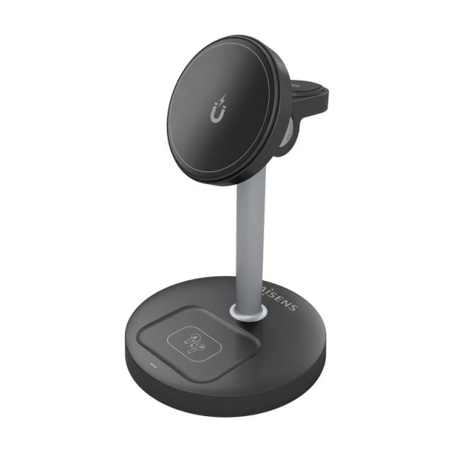 AISENS - Cargador Inalambrico USB-C 4 en 1 De 15W Para Movil, Apple Watch, Auriculares Con Estuche De Carga, - ASCH-15W3WC066-BK