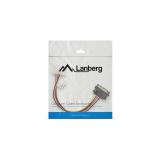Lanberg - CA-SAHD-10CU-0015 cable de SATA 0,15 m Molex (4-pin) SATA de 15 pines Negro, Rojo, Amarillo