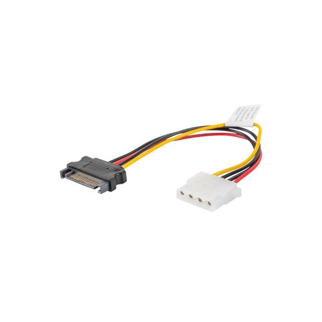 Lanberg - CA-SAHD-10CU-0015 cable de SATA 0,15 m Molex (4-pin) SATA de 15 pines Negro, Rojo, Amarillo