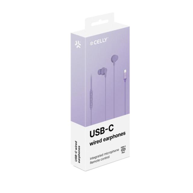 Celly - UP1600TYPECVL auricular y casco Auriculares Alámbrico Dentro de oído Llamadas/Música USB Tipo C Violeta