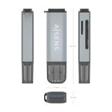AISENS - Lector De Tarjetas SD, Micro SD, MMC, Rs-MMC, MMC Micro, USB-A, Gris