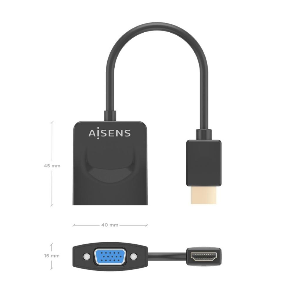 AISENS - Conversor HDMI a SVGA, HDMI A/M-SVGA/H, Negro, 15?m