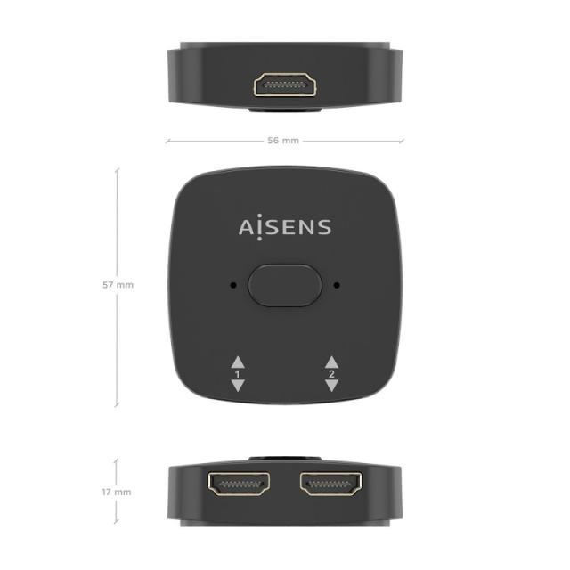 AISENS - HDMI Conmutador Switch 4K@60Hz 2x1, Negro