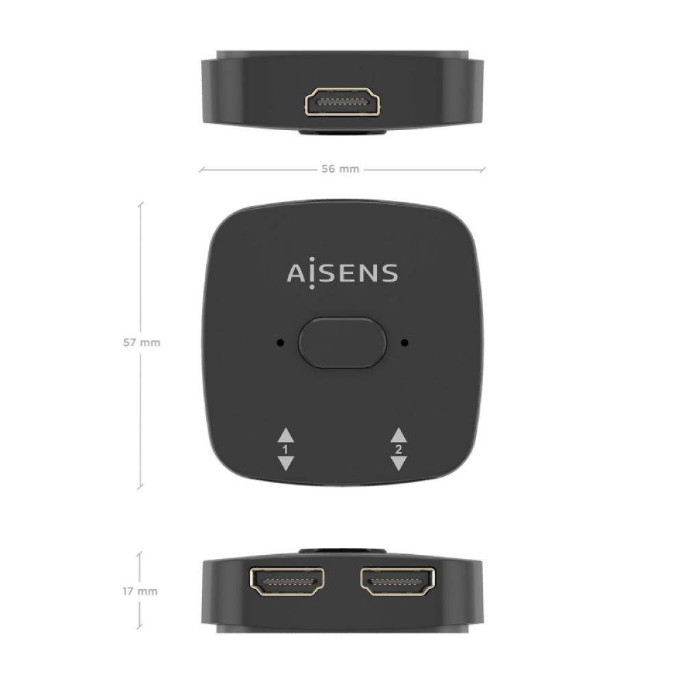 AISENS - HDMI Conmutador Switch 4K@60Hz 2x1, Negro
