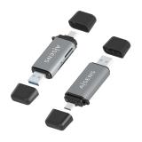 AISENS - Lector De Tarjetas SD, Micro SD, MMC, Rs-MMC, MMC Micro, USB-A y USB-C, Gris - ASCR-2AC11-GR