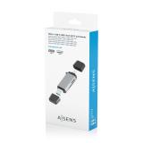 AISENS - Lector De Tarjetas SD, Micro SD, MMC, Rs-MMC, MMC Micro, USB-A y USB-C, Gris - ASCR-2AC11-GR