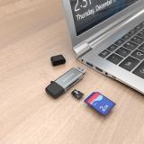 AISENS - Lector De Tarjetas SD, Micro SD, MMC, Rs-MMC, MMC Micro, USB-A y USB-C, Gris - ASCR-2AC11-GR