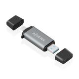AISENS - Lector De Tarjetas SD, Micro SD, MMC, Rs-MMC, MMC Micro, USB-A y USB-C, Gris - ASCR-2AC11-GR