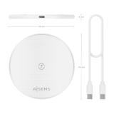 AISENS - Cargador Inalambrico USB-C 15W Para Movil, Blanco