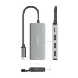 AISENS - Hub USB 3.1 USB-C, USB-C/M-1xUSB-C PD 100W+1xUSB-C USB3.0/H+3xUSB-A USB2.0/H, Gris, 15cm