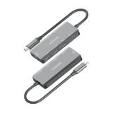 AISENS - Hub USB 3.1 USB-C, USB-C/M-1xUSB-C PD 100W+1xUSB-C USB3.0/H+3xUSB-A USB2.0/H, Gris, 15cm