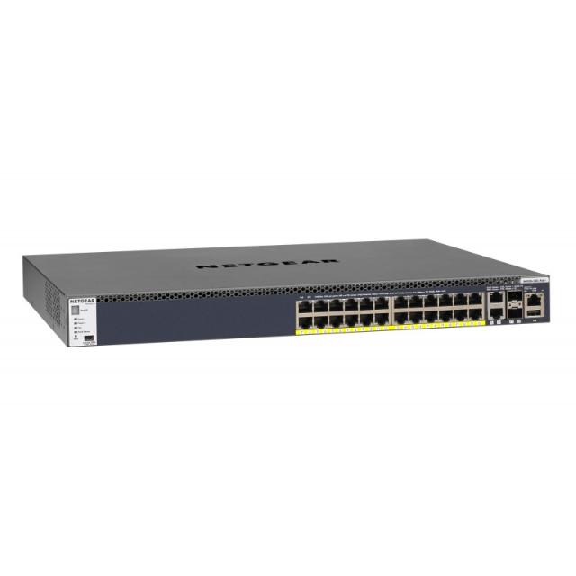 NETGEAR - M4300-28G-PoE+ Gestionado L3 Gigabit Ethernet (10/100/1000) Energía sobre Ethernet (PoE) 1U Negro