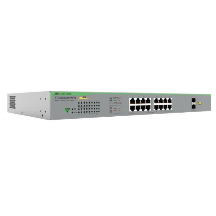 Allied Telesis - AT-GS950/18PS-V2-50 switch No administrado Gigabit Ethernet (10/100/1000) Energía sobre Ethernet (PoE) Gris