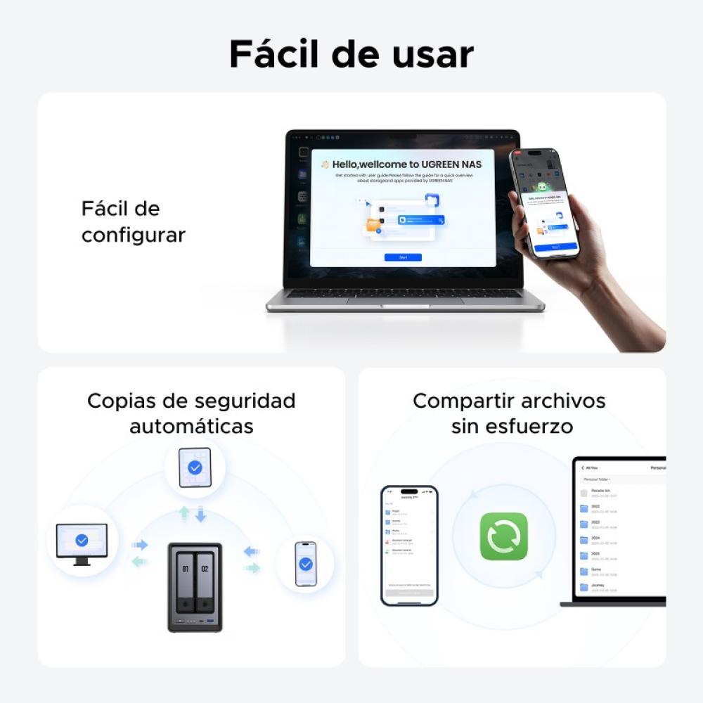 Ugreen - NASync DXP2800 NAS System 2-Bay Compacto Intel® N N100 8 GB DDR5 0 TB UGOS Pro Negro