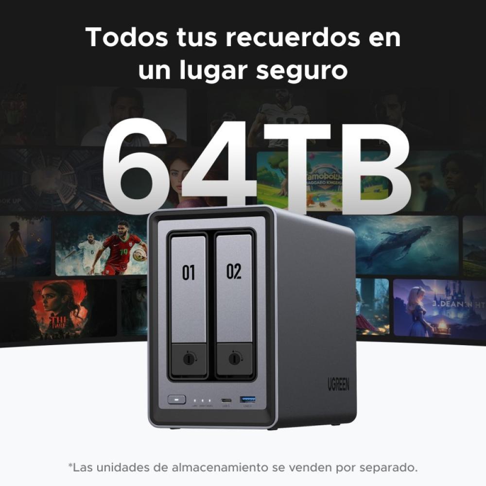 Ugreen - NASync DXP2800 NAS System 2-Bay Compacto Intel® N N100 8 GB DDR5 0 TB UGOS Pro Negro