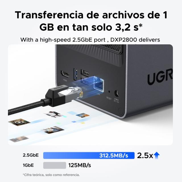 Ugreen - NASync DXP2800 NAS System 2-Bay Compacto Intel® N N100 8 GB DDR5 0 TB UGOS Pro Negro