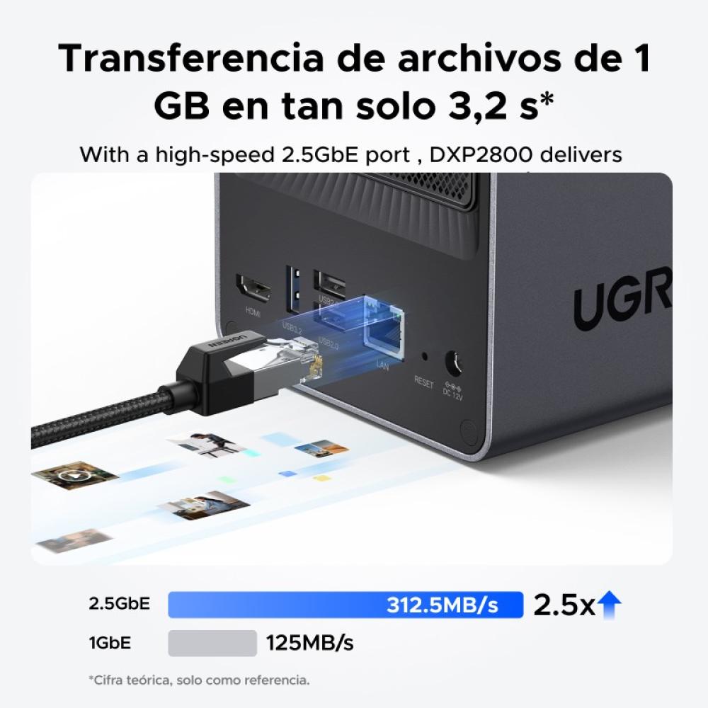 Ugreen - NASync DXP2800 NAS System 2-Bay Compacto Intel® N N100 8 GB DDR5 0 TB UGOS Pro Negro