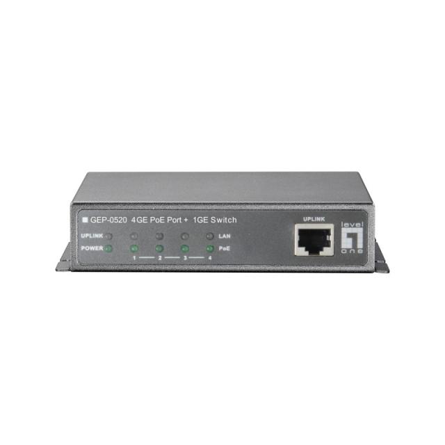 LevelOne - Switch Gigabit Ethernet PoE de 8 puertos, 61.6W, 802.3af PoE, 4 Puertos PoE