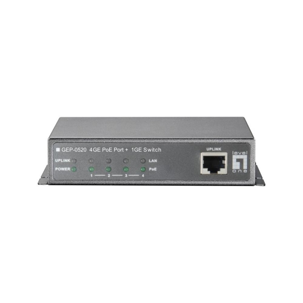 LevelOne - Switch Gigabit Ethernet PoE de 8 puertos, 61.6W, 802.3af PoE, 4 Puertos PoE