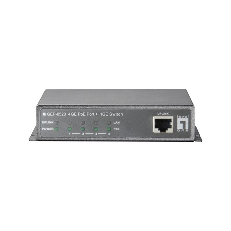LevelOne - Switch Gigabit Ethernet PoE de 8 puertos, 61.6W, 802.3af PoE, 4 Puertos PoE