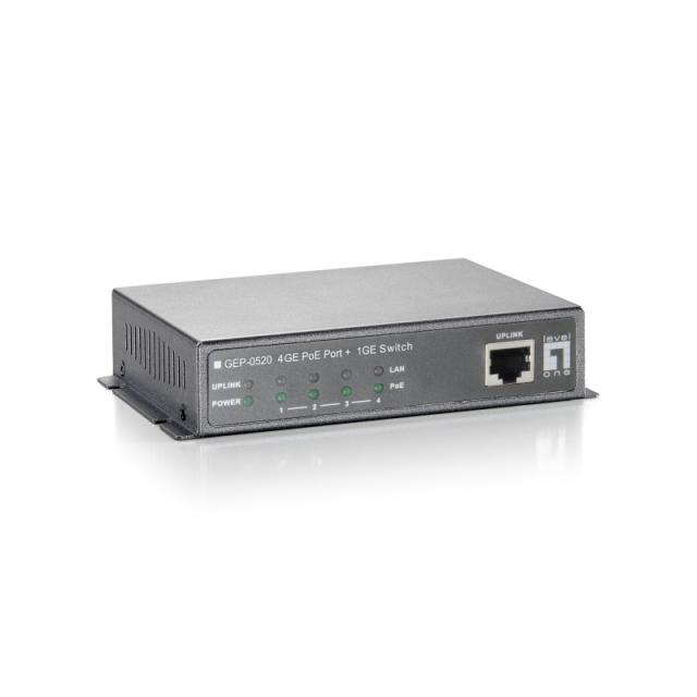 LevelOne - Switch Gigabit Ethernet PoE de 8 puertos, 61.6W, 802.3af PoE, 4 Puertos PoE