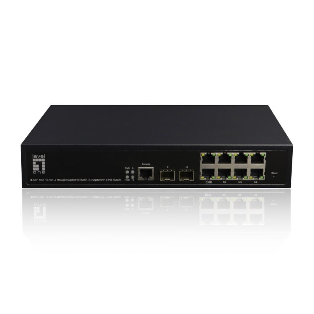 LevelOne - GEP-1061 switch Gestionado L2 Gigabit Ethernet (10/100/1000) Energía sobre Ethernet (PoE) Negro