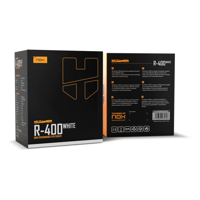 NOX - Hummer NXHUMMERR400WH sistema de refrigeración para ordenador Procesador Ventilador 12 cm Blanco
