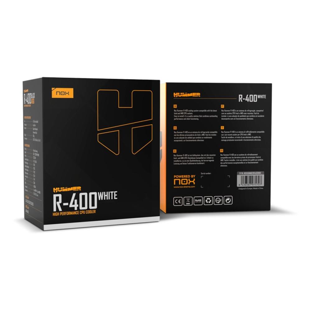 NOX - Hummer NXHUMMERR400WH sistema de refrigeración para ordenador Procesador Ventilador 12 cm Blanco