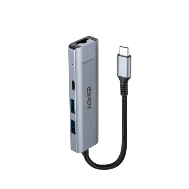 Lindy - 43422 hub de interfaz USB 3.2 Gen 2 (3.1 Gen 2) Type-C 10000 Mbit/s Gris