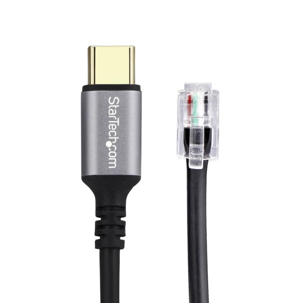 StarTech.com - Adaptador USB-C a RJ9 para Auriculares con Micrófono - Adaptador USB Tipo C a RJ9 con Cable de 1,8m - Adaptador p