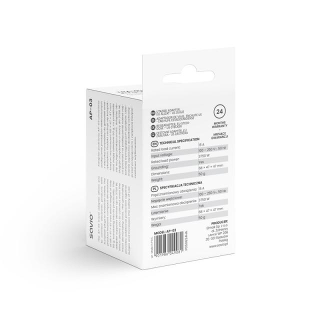 Savio - AP-03 adaptador e inversor de corriente Universal 3750 W Blanco