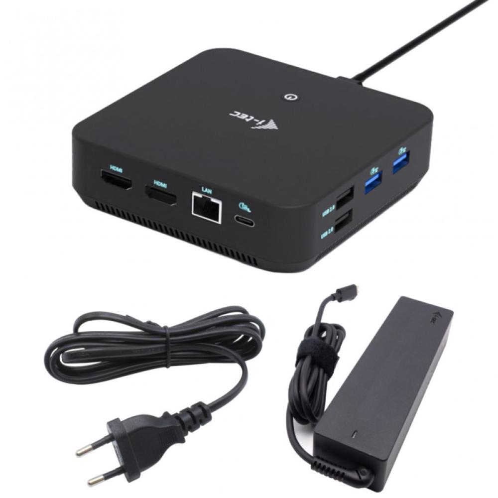 i-tec - USB-C DP Dual HDMI Docking Station with Power Delivery 100 W + Universal Charger 100W
