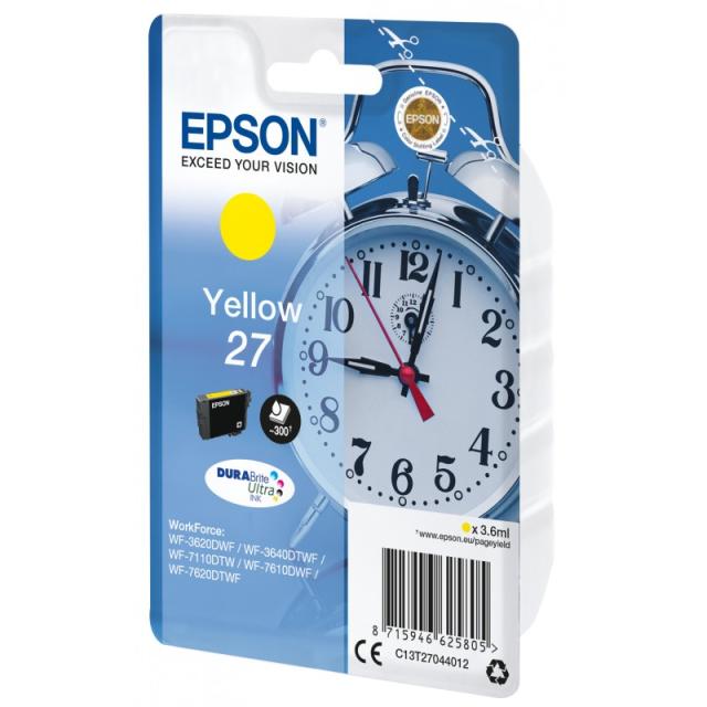 Epson - Alarm clock Singlepack Yellow 27 DURABrite Ultra Ink - C13T27044022