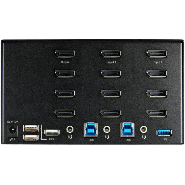 StarTech.com - Switch Conmutador KVM de 2 Puertos DisplayPort 1.2 para 4 Monitores - DP HDR UHD 4K de 60Hz - Hub Ladrón de 2 Pue