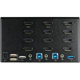 StarTech.com - Switch Conmutador KVM de 2 Puertos DisplayPort 1.2 para 4 Monitores - DP HDR UHD 4K de 60Hz - Hub Ladrón de 2 Pue