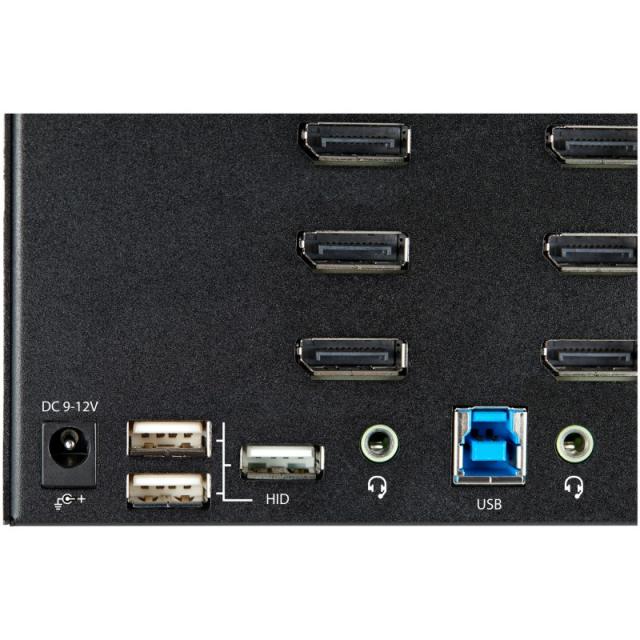 StarTech.com - Switch Conmutador KVM de 2 Puertos DisplayPort 1.2 para 4 Monitores - DP HDR UHD 4K de 60Hz - Hub Ladrón de 2 Pue