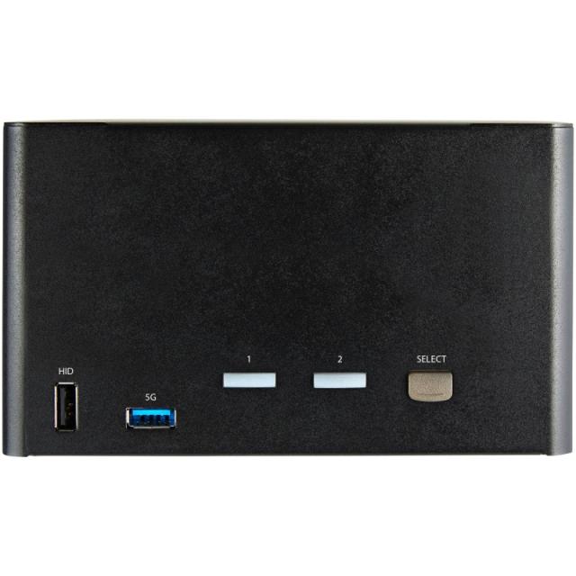 StarTech.com - Switch Conmutador KVM de 2 Puertos DisplayPort 1.2 para 4 Monitores - DP HDR UHD 4K de 60Hz - Hub Ladrón de 2 Pue