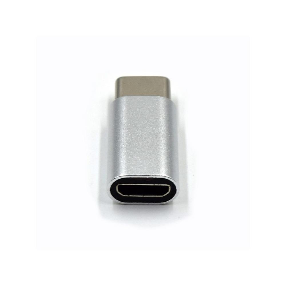 Ewent - EW9645 cambiador de género para cable USB C Micro USB B Plata