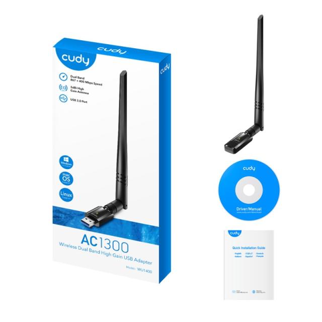 Cudy - WU1400 adaptador y tarjeta de red WLAN 867 Mbit/s