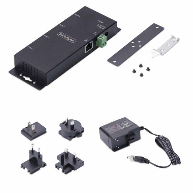 StarTech.com - Adaptador Serie a Ethernet - Conversor RJ45 LAN IP a DB9 RS232 - Servidor de Dispositivos Serie de 4 Puertos - Ca