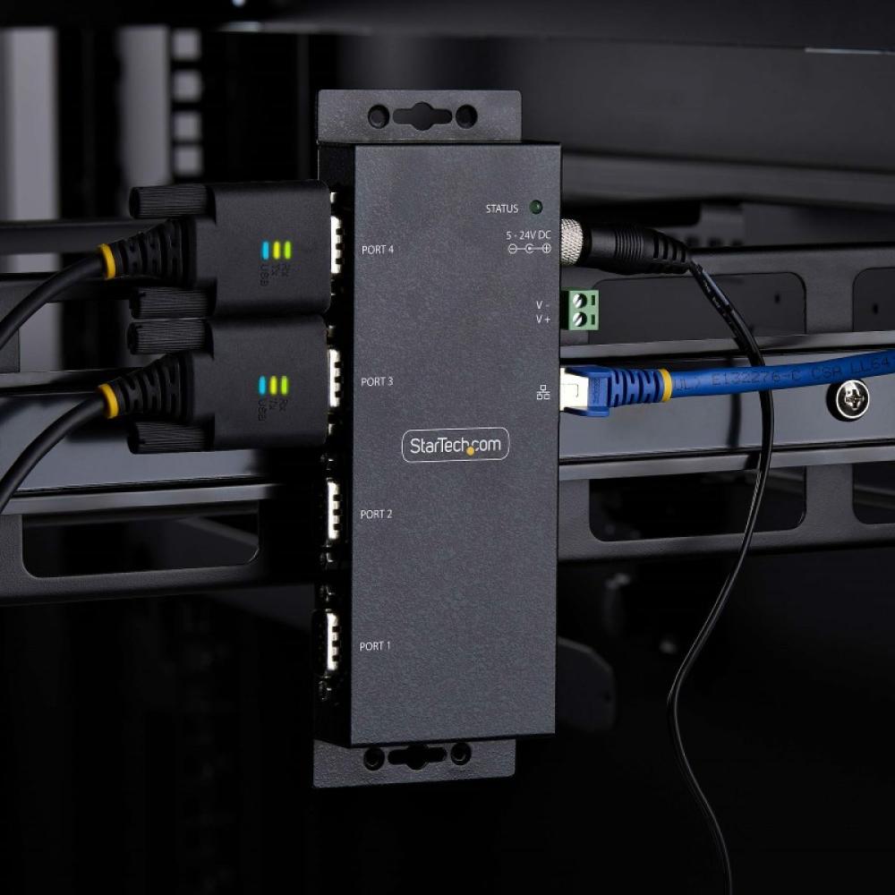 StarTech.com - Adaptador Serie a Ethernet - Conversor RJ45 LAN IP a DB9 RS232 - Servidor de Dispositivos Serie de 4 Puertos - Ca