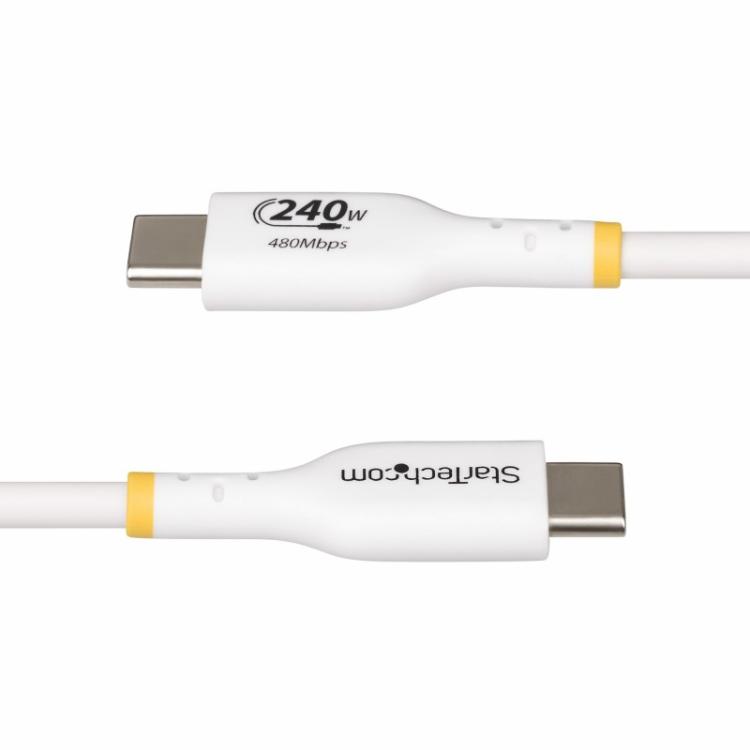 StarTech.com - Cable de Carga para Portátil USB-C de 2m - Cable USB Tipo C USB 2.0 para Portátil - Blanco - Cable con Certificac