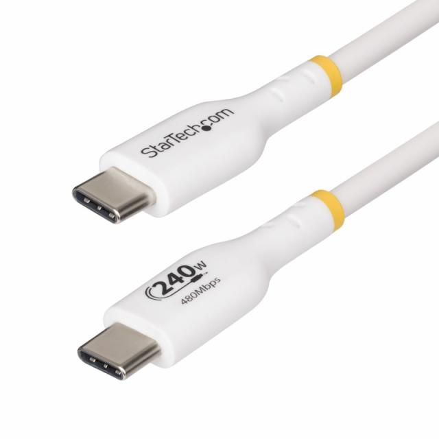 StarTech.com - Cable de Carga para Portátil USB-C de 2m - Cable USB Tipo C USB 2.0 para Portátil - Blanco - Cable con Certificac